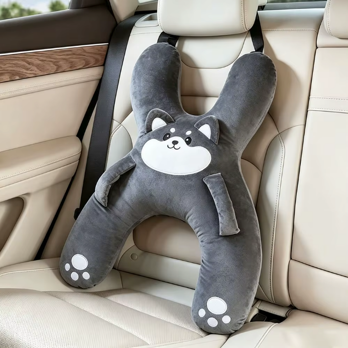 Lumilo Kinder-Autokissen Husky in Grau