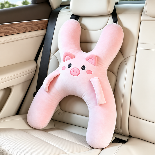 Lumilo Kinder-Autokissen Schwein in Rosa
